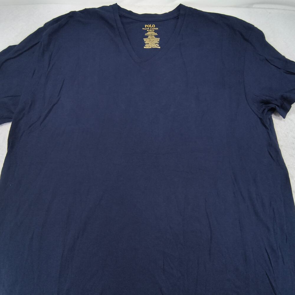 Polo Ralph Lauren V Neck Short Sleeve Shirt Mens Size Extra Large XL Navy White